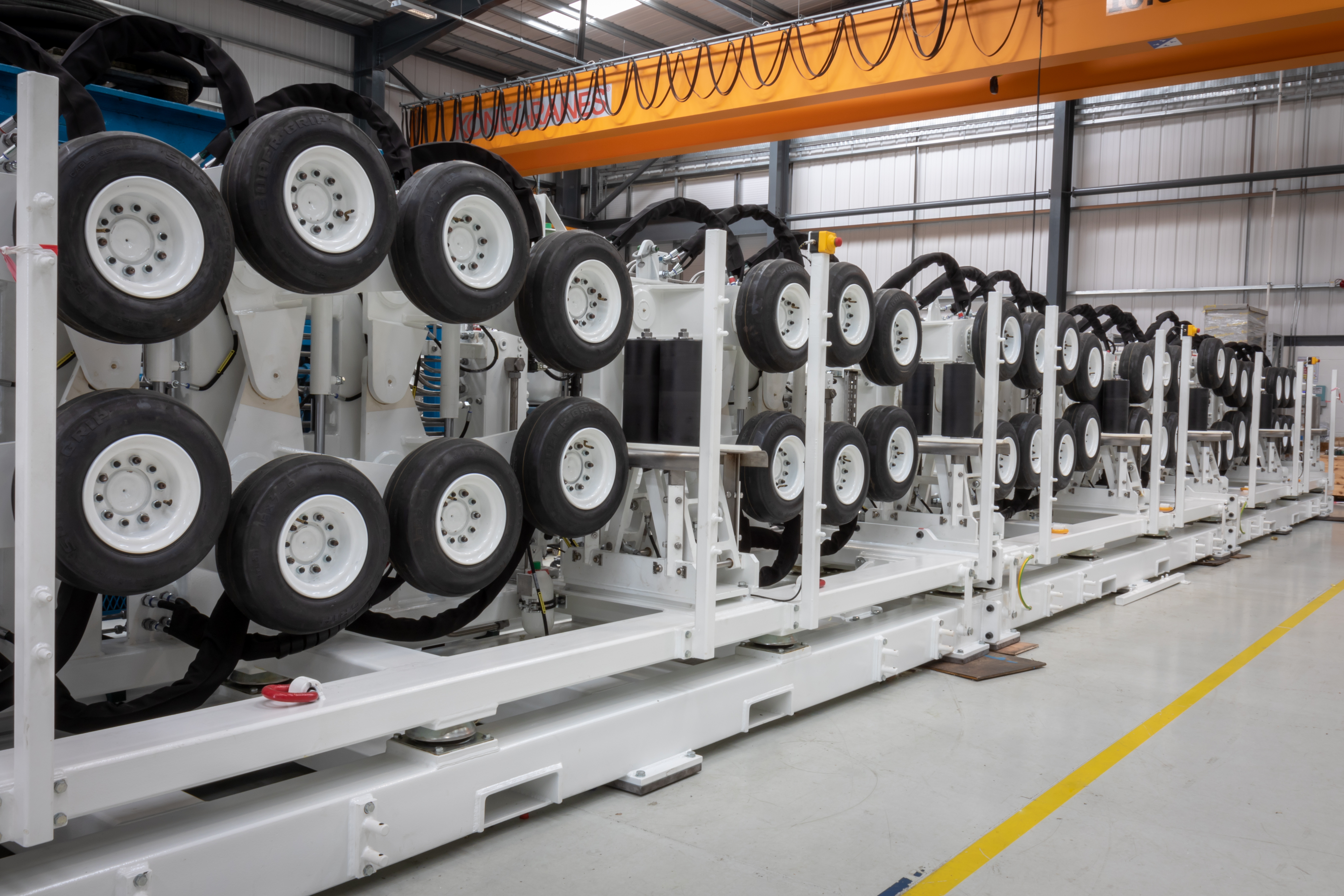 Large linear cable engine in construction hall